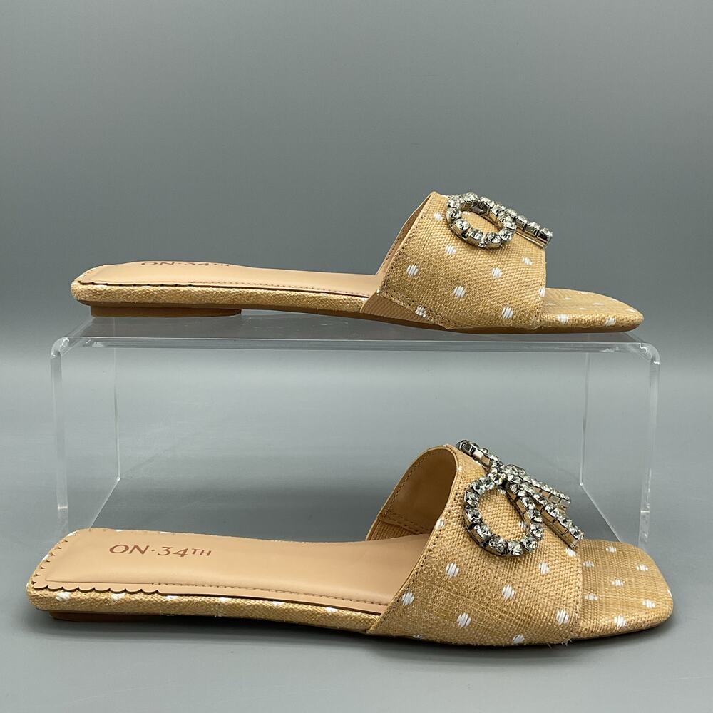 On 34th Women’s Jazziee Bow Sandals Polka Dot Beige Size 11M